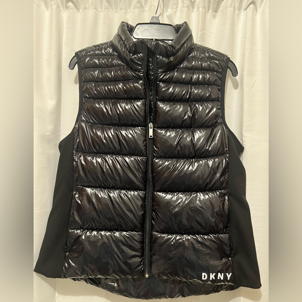 DKNY Shiny Black Puffer Vest
